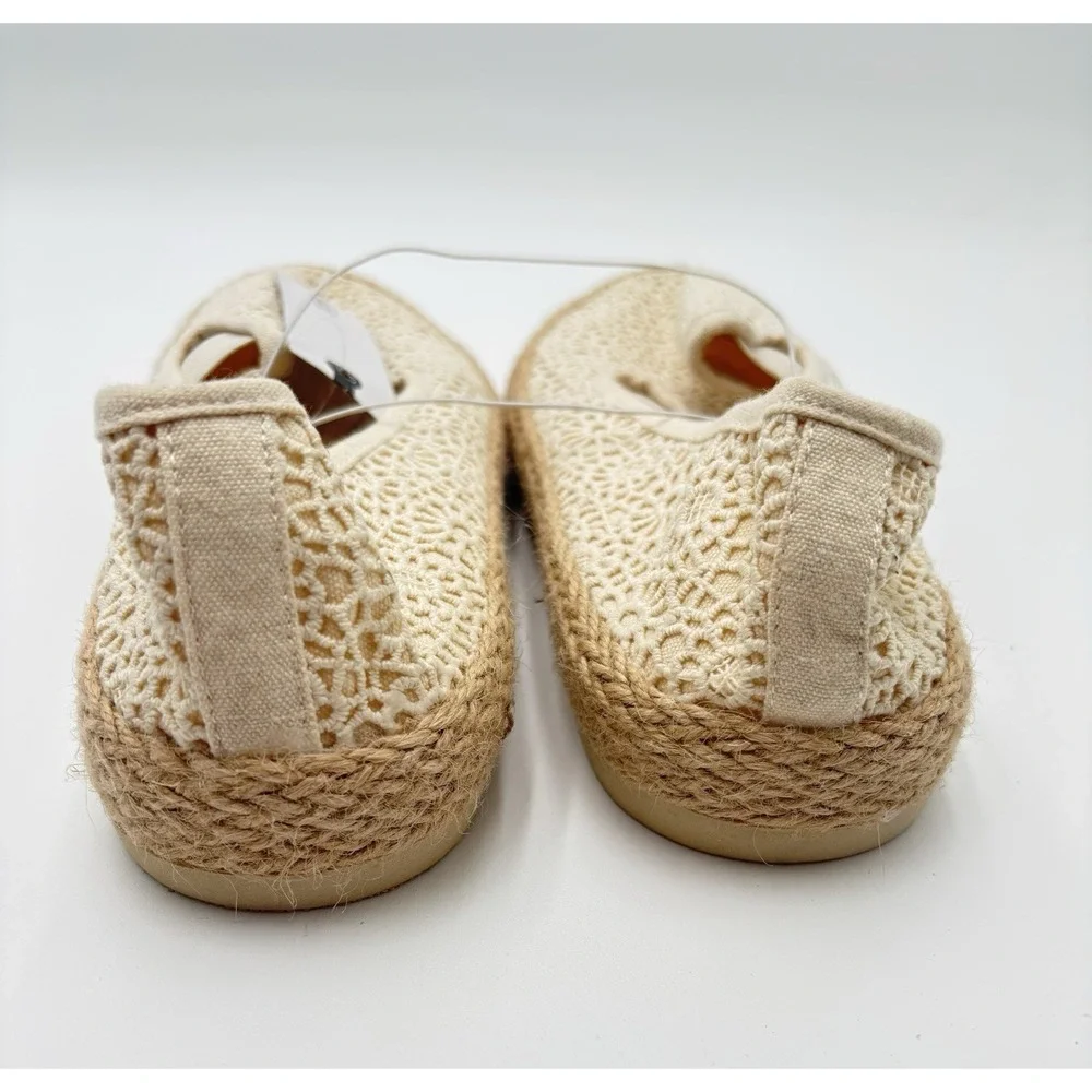 Esprit Nadine Crochet Espadrille Flats Women's 9.5 Ivory Lace Slip On Shoes